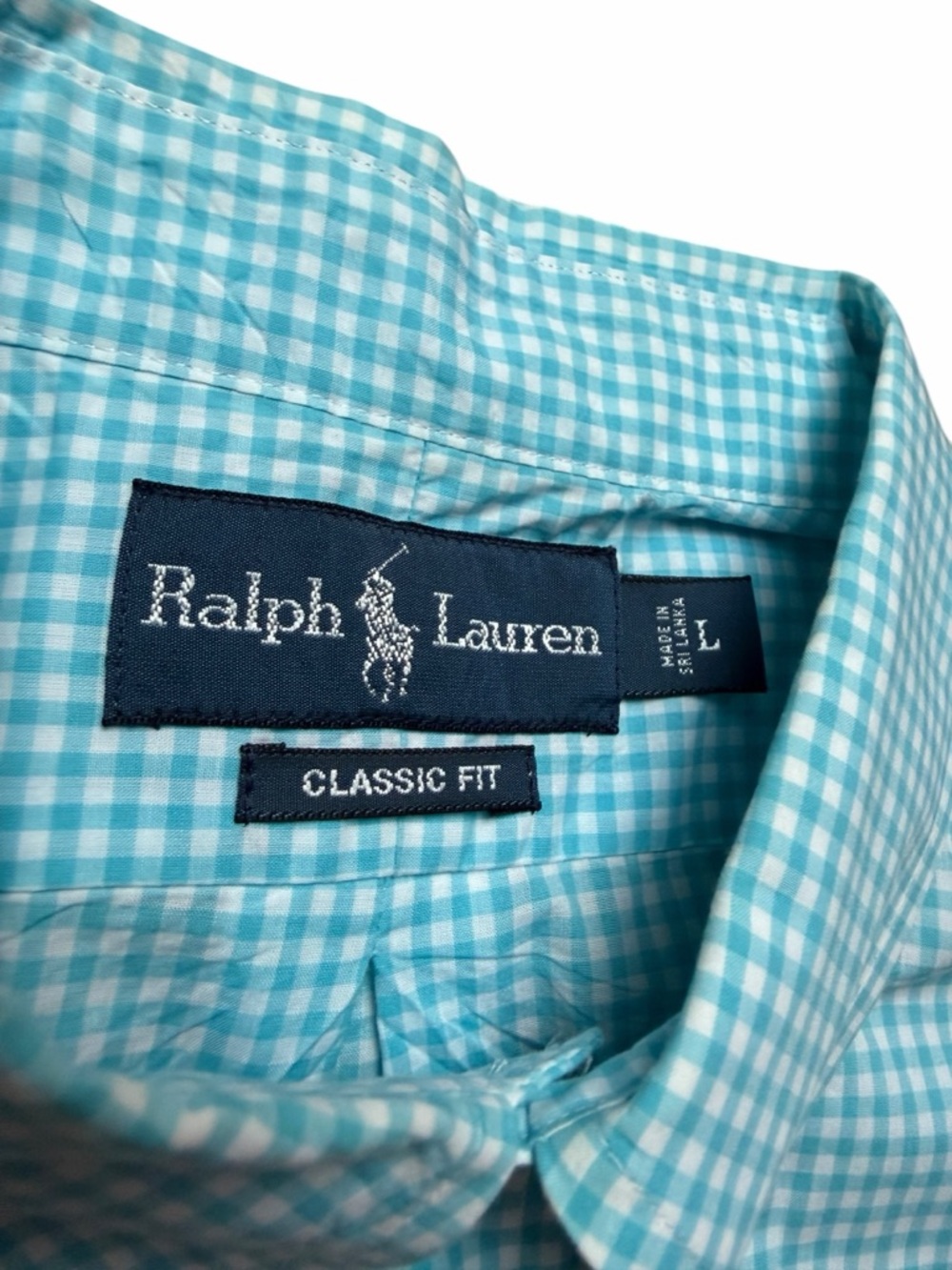 Ralph Lauren Men’s Sky Blue Plaid Gingham Button-Down Shirt - Picture 5 of 7